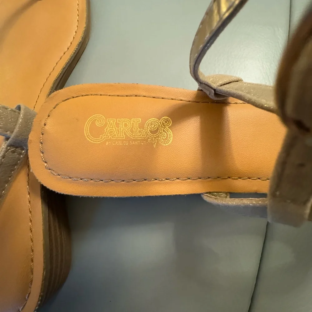 Carlos Santana Tamron Rhinestone Gold Wedge Sandals, Sz 7 - Picture 9 of 10